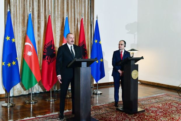Azərbaycan və Albaniya prezidentləri mətbuata bəyanatlarla çıxış ediblər