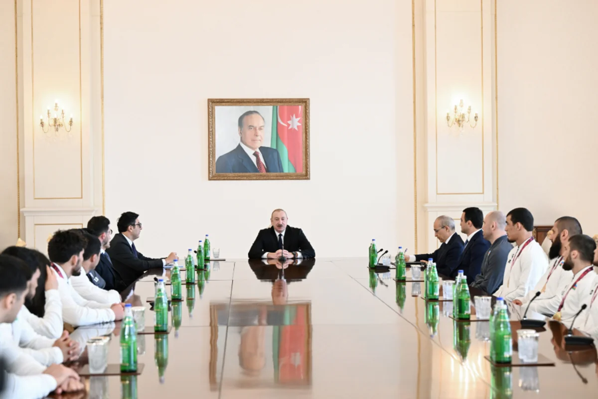 İlham Əliyev Avropa çempionatında komanda hesabında çempion olan güləşçiləri qəbul edib